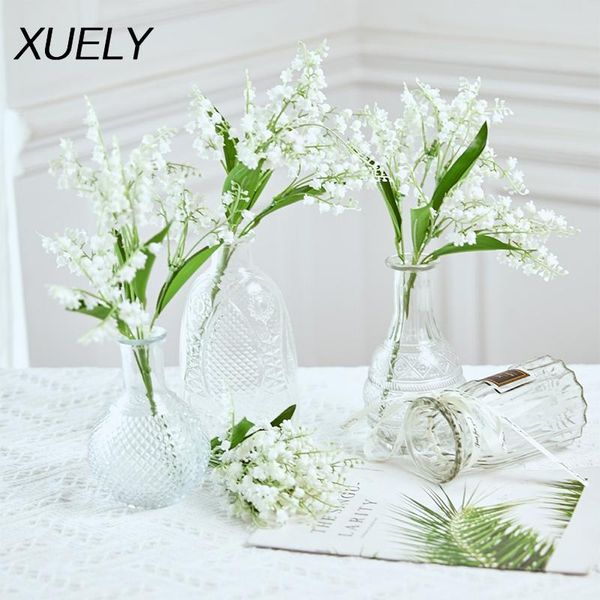 

decorative flowers & wreaths lily of the valley artificial flower 5 fork plastic fake orchid bouquet home decoration