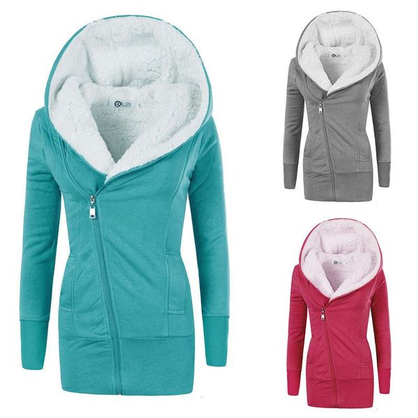 

women's jackets 2021 zipper warm fashion hoodies women long sleeve hoody jumper overcoat outwear female sweatshirts plus size, Black;brown