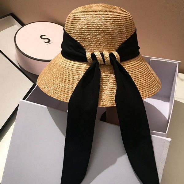 

french net red straw with big eaves beach sun fashion ribbon mask hat black friday 8lbz, Black;white