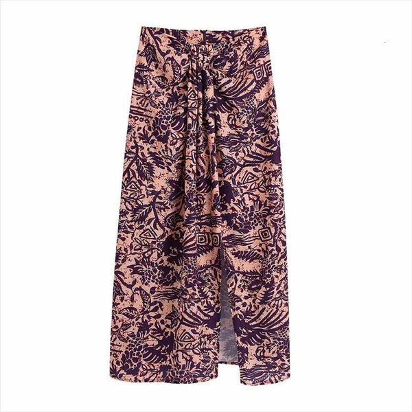 

beach sarong za womens skirt high waist long fashion knot midi vintage print slit summer, Black