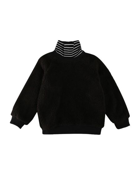 

pullover children's casual plush pullover, stripe turtleneck long sleeve loose warm furry daily life, 2-7 years old 2021, Blue