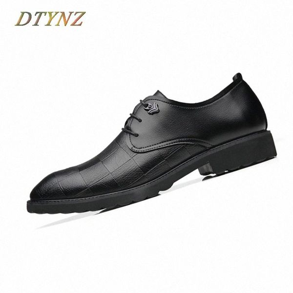 

dtynz modern business leather shoes men formal breathable shoes new 2018 autumn wedding non slip outsole hard wearing footwear q8yk#, Black