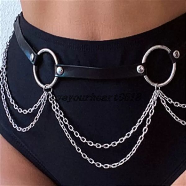 

leather body harness chain belt body chains women straps girls rave waist jewelry fashion accessory, Silver