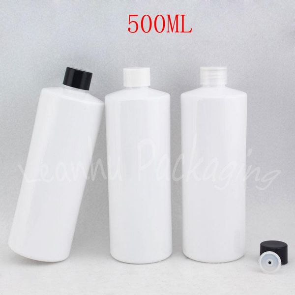 

500ml white flat shoulder plastic bottle , 500cc empty cosmetic container , shampoo / lotion packaging bottle ( 14 pc/lot )