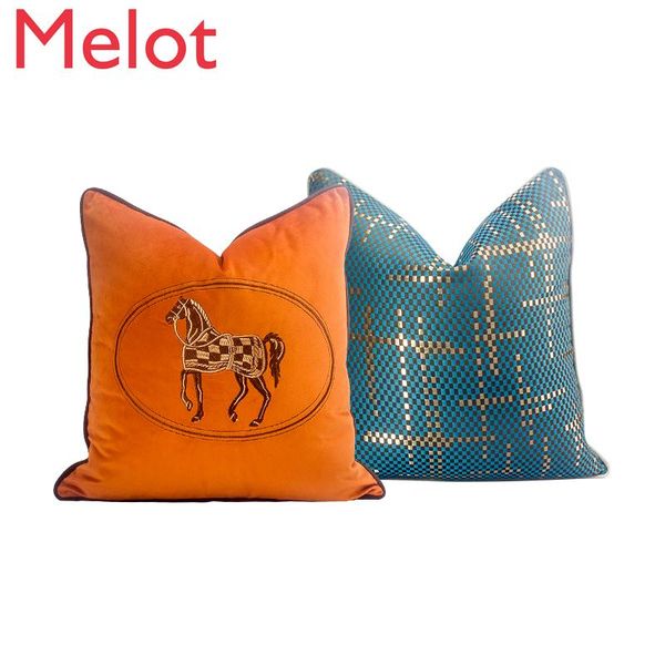 

cushion/decorative pillow high-end thickening wool square cushion soft waist support printing velvet simple decorative