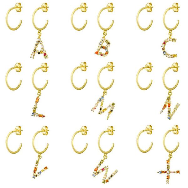

dangle & chandelier moonmory 925 sterling silver letter pendant earrings for women colorful crystal zircon alphabet eardrop jewelry christma