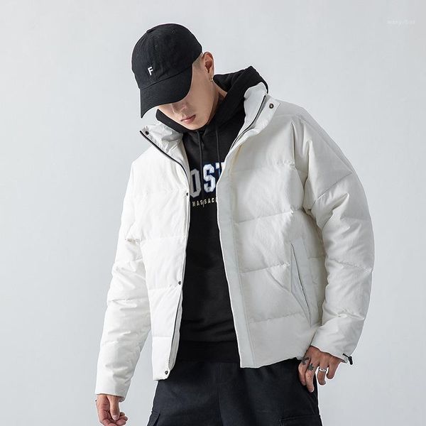 

men's down & parkas men'| 2021 winter jacket men trend letter embroidered cotton wool coat collar loose warm, Black