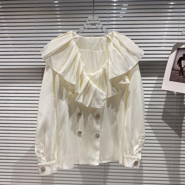 

2021 Spring New Arrival White Long Line Strass Breasted Lace Loose Feminine Fashion Short Coat Sokd, Black;brown