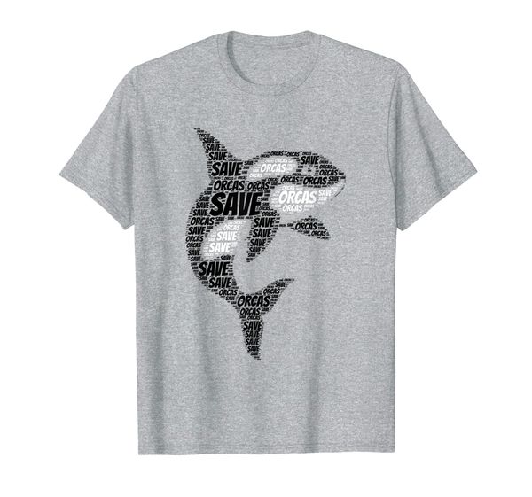 

save orcas, killer whale, sea pandas word art t-shirt, White;black
