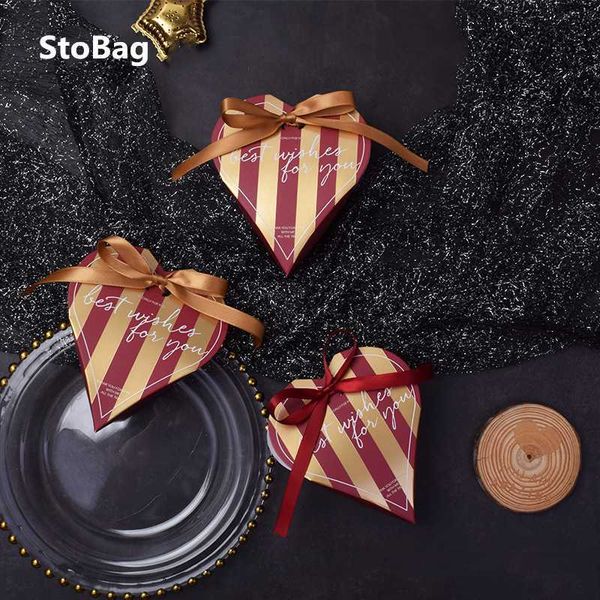 StoBag 50 teile/los Herz Form Papier Box Hochzeit Geschenke Für Gäste Süßigkeiten Verpackung Bevorzugung Geschenk Dekoration Romantische Ehe 210602