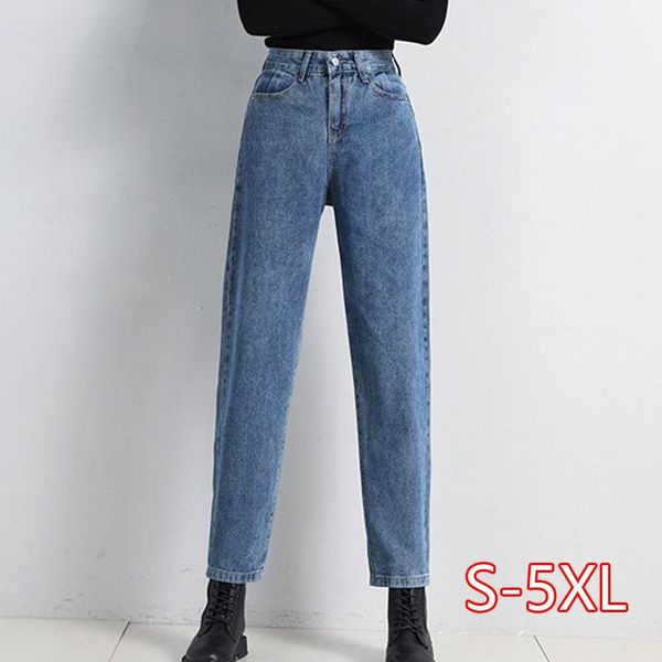 

women's jeans women large size harem black loose casual high waist for woman female spring denim ankle length 2021, Blue