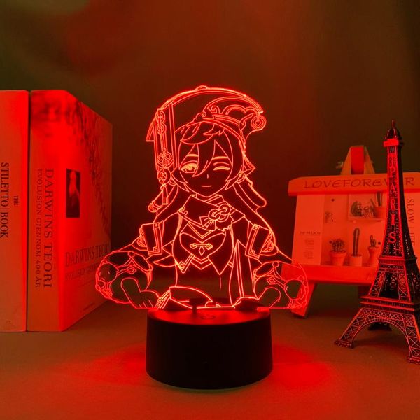 

night lights 3d led light yanfei genshin impact for kids bedroom decor child birthday gift home decoration lamp bedside