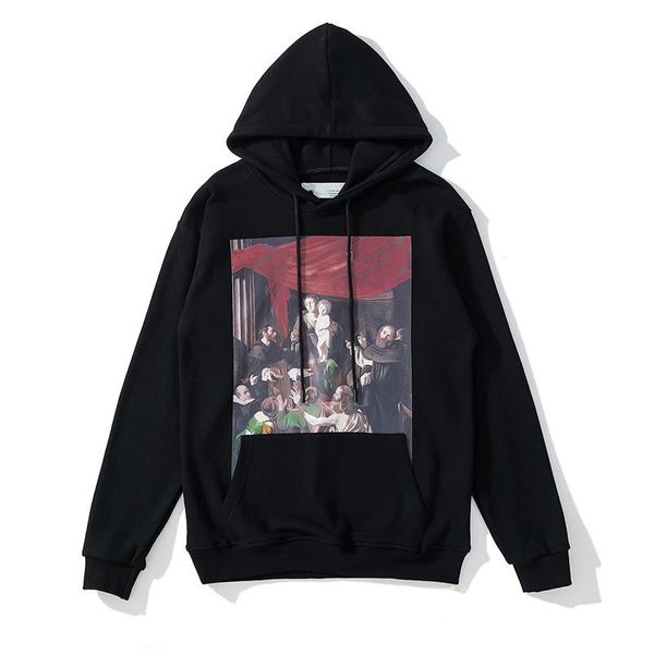 

fashion hip hop landscape oil painting mens hoodies printed hoodie women hooded casual harajuku pullovers streetwear, Black