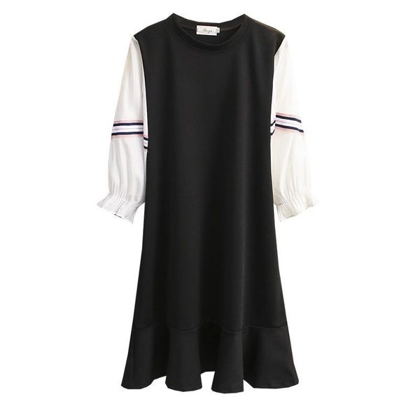 

spring 2021 women dress oversize fashion casual clothes female one-piece contrast color vestido de mujer, Black;gray