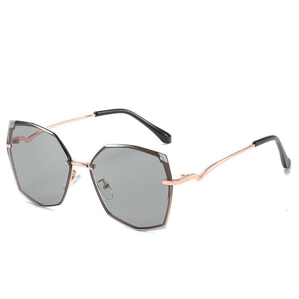 

sunglasses trendy frameless gradient metal female travel tourism driving personality polygonal glasses uv400, White;black