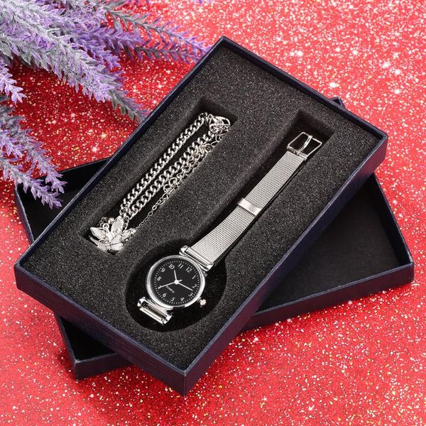 

wristwatches women silver bracelet gift for friend girlfriend quartz wrist watch box set exquisite fashion 2 piece, Slivery;brown