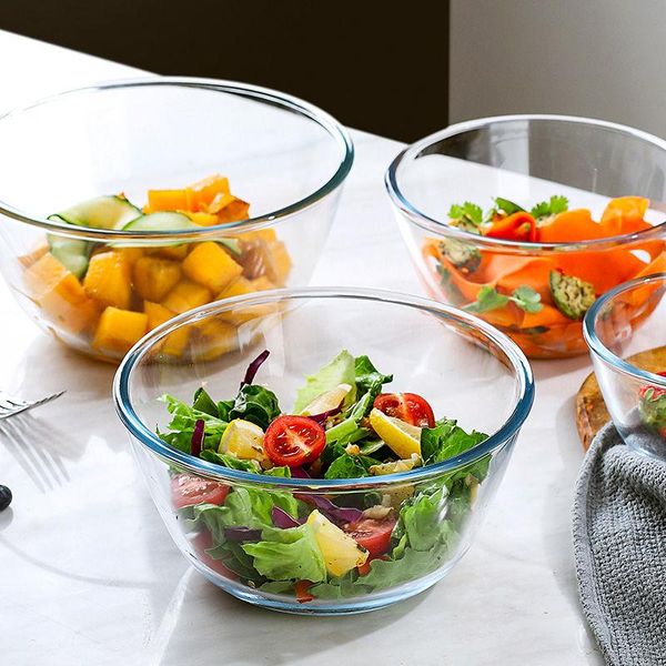 

bowls bowl glass heat-resistant microwave oven vegetable fruit salad transparent large soup rice