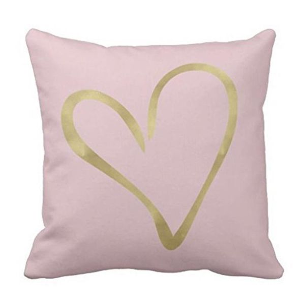 

pillow case pink with gold heart throw