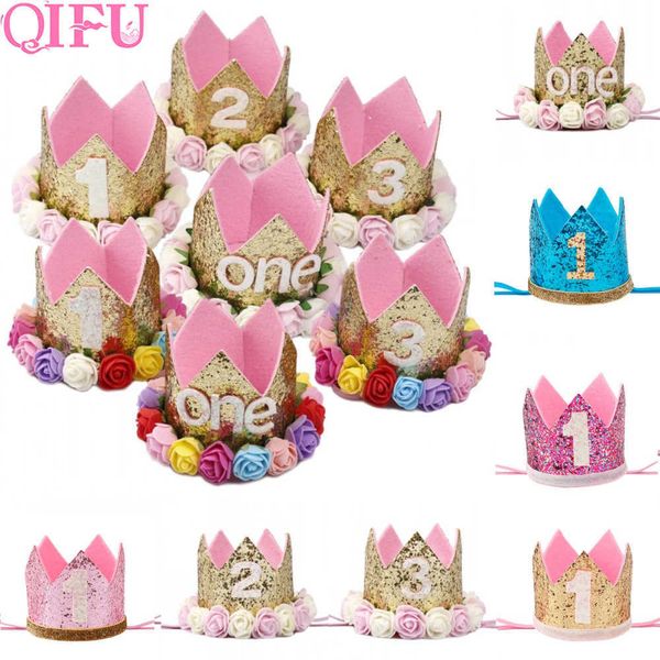 

qifu hats decor cap one first hat princs crown 1st 2nd 3rd year old number birthday party decorations kids