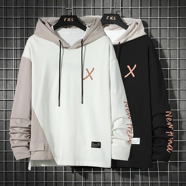 

men's hoodies & sweatshirts japan style casual o-neck 2021 spring autumn print hoodie sweatshirt thick fleece hip hop high streetwear c, Black