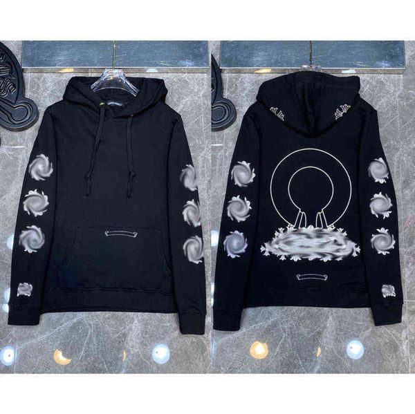 

luxury classic mens zipper fashion ch sweatshirts hoodies designer horseshoe sanskrit cross print pullover hooded sweater woman loose jackts, Black