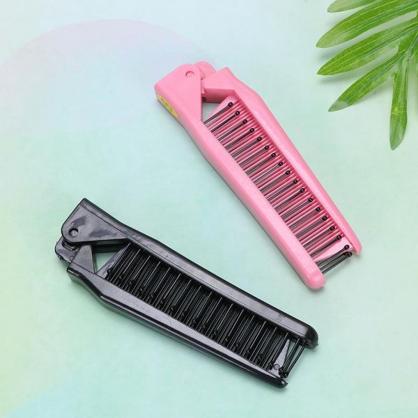 

hair brushes 1 bag/6pcs foldable comb double-headed folding anti-static high temperature resistance (3pcs black,, Silver