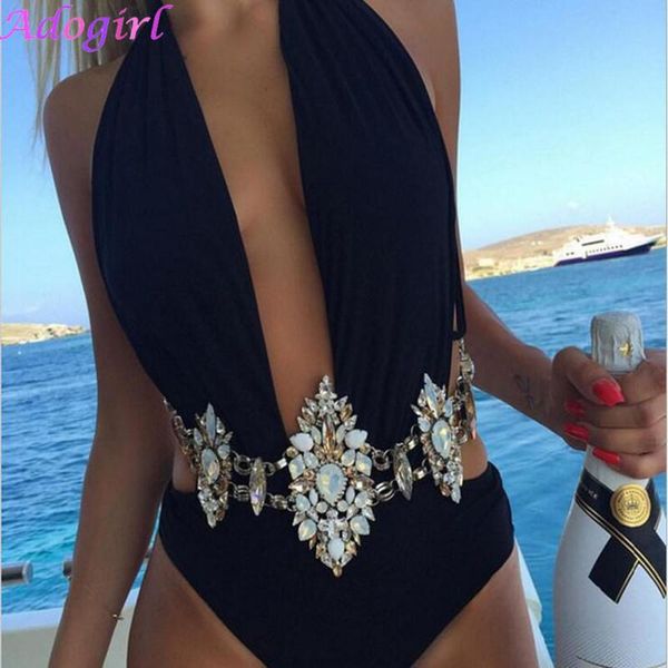 

diamonds swimwear bikinis one piece hollow out bodysuits push up high elastics slim biquini bathing swimsuit beach clothes