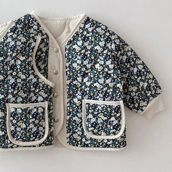 

jackets 2021 arrival girls boys printed thicken coat winter cotton fashion full sleeve kids jacket 0-6 years, Blue;gray