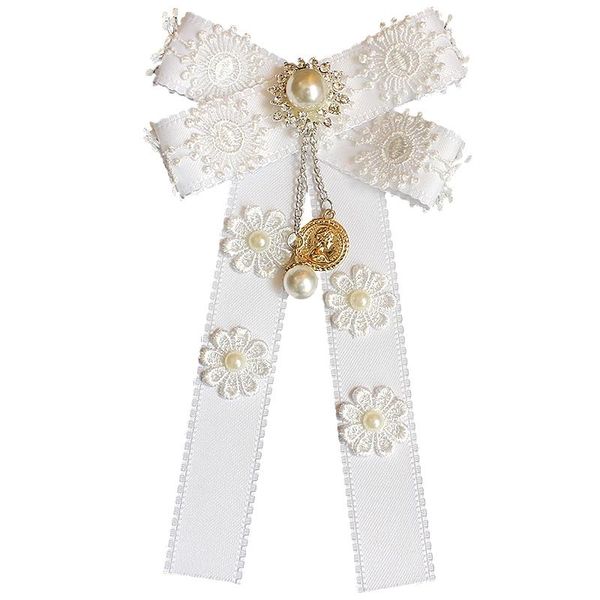 

pins, brooches korean fabric bow tie brooch white lace bowknot lapel pins shirt dress collar luxulry wedding for women accessories, Gray