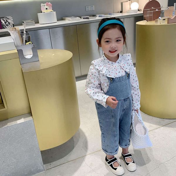 

spring new girls jeans korean children's wide leg pants, Blue