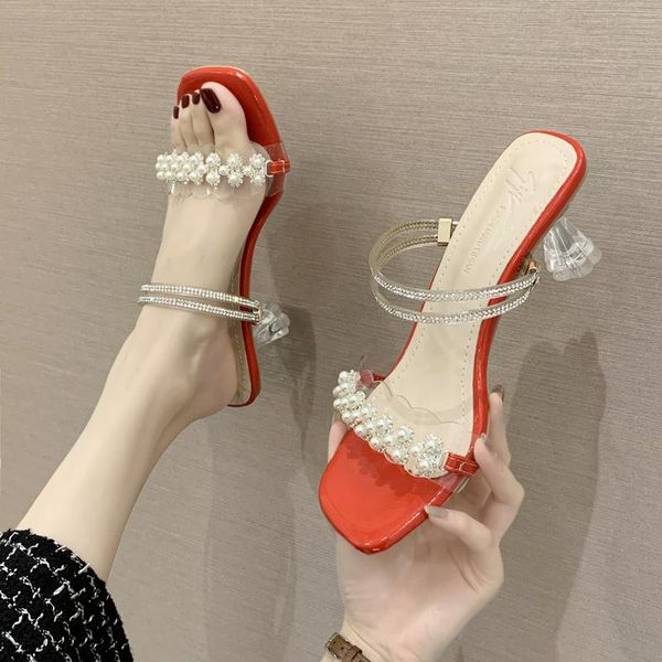 

slippers 2021 high summer casual shoes slipers women slides heeled mules luxury soft thin fashion rubber fabric, Black