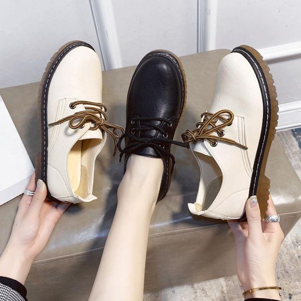 

dress shoes lihuamao women lace up round toe square heel ladies high comfortable casual thick sole punk style, Black