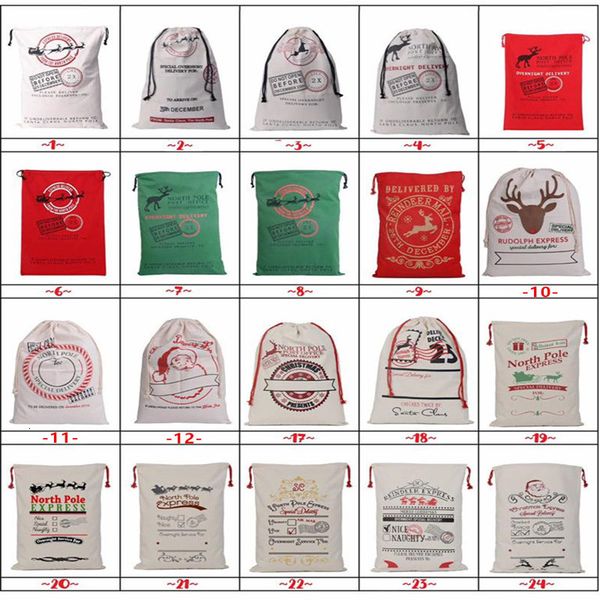

2021 new 150pcs/lot 38 styles canvas sack christmas bags large santa drawstring candy cane bag kids gift dgpj