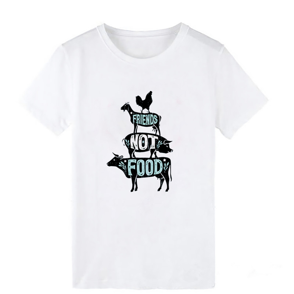 

cool friends not t shirts vegan vegetarian animal lovers t-shirt vintage distressed casual tees short sleeve female tshirt, White