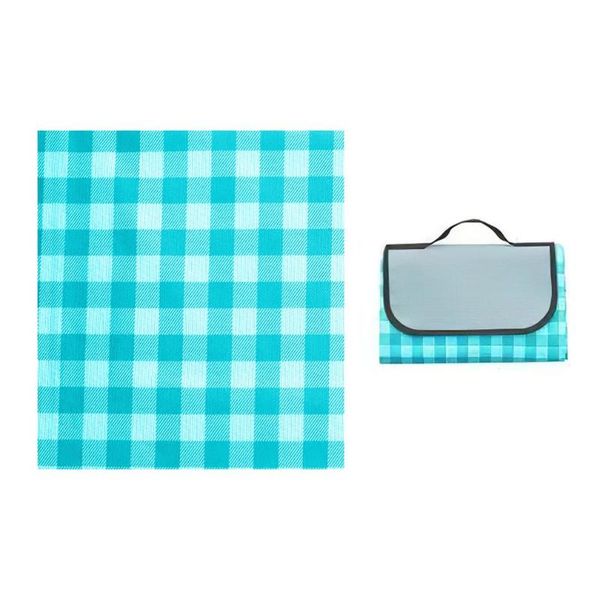 

outdoor pads 150*200cm foldable waterproof picnic mat blue white plaid thicken pad breathable portable camping travel beach blanket