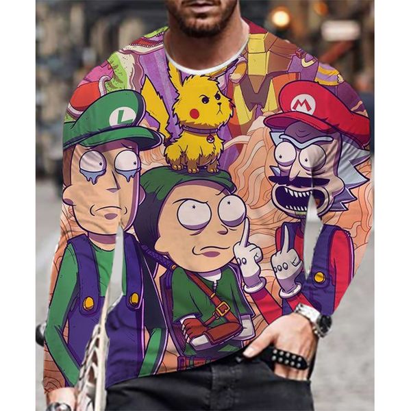 

fashion printing men is 3d printing t-shirt visual impact party streetwear round neck long sleeve designer plus size printing daily, White;black