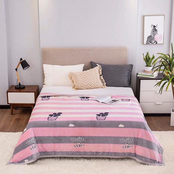 

blankets pink soft warm coral fleece blanket sheet bedspread sofa light thin mechanical wash flannel