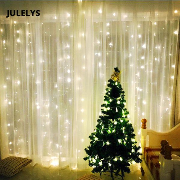 

julelys 4m x 4m 512 bulbs led icicle curtain string lights christmas fairy lights outdoor for wedding holiday party home garden