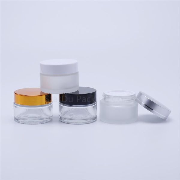 

storage bottles & jars 200pcs 30g clear glass cream cosmetic packaging with lid plastic caps inner liners round empty small