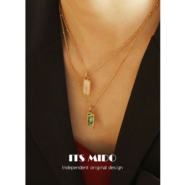 

its mido aurora day and night french simple temperament light luxury natural white shell pendant necklace, Silver