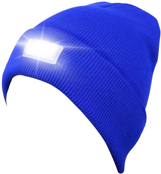 Berretto unisex con torcia a 5 LED lavorato a maglia Berretto invernale lavorato a maglia caldo per caccia, campeggio, grigliate, riparazioni auto, jogging