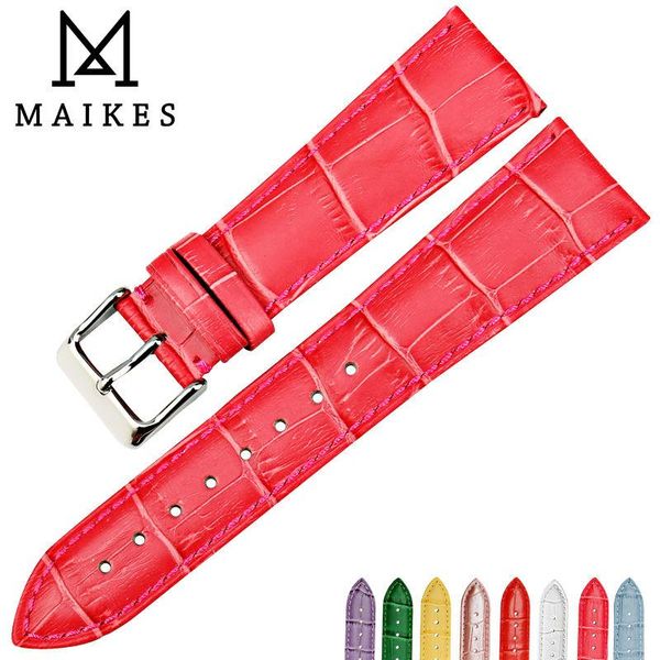 

watch bands maikes fashion rose red watchbands 16 18 19 20 22mm genuine leather strap bracelet for band, Black;brown