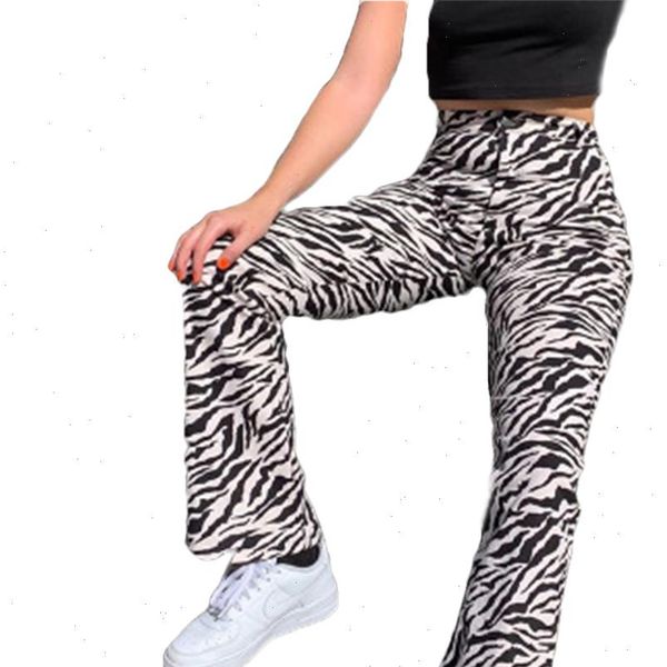 

women casual long pant zebra stripe high waist casual trousers palazzo lounge pants drop shipping good quality, Black;white