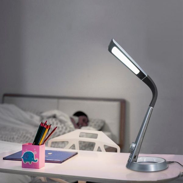 

artpad dimming 8w desk light black with 4 color lighting night lamp base rotatable reading lamp desk with usb phone charge