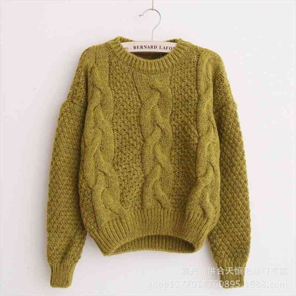 

autumn women retro twisted short pullovers round neck long sleeve warm winter knitting jumper sweaters streetwear, White;black