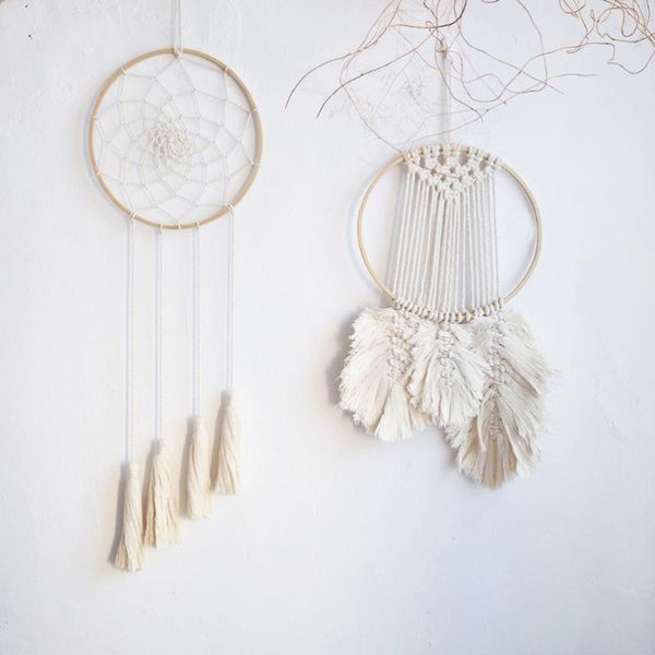 

decorative objects & figurines 10pcs 20cm diameter dream catcher ring round wooden bamboo hoop diy craft tools with desiccant