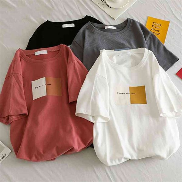 

qnpqyx summer style t shirt women letter printed female white tee o-neck oversize tees short sleeve femme c142 210623