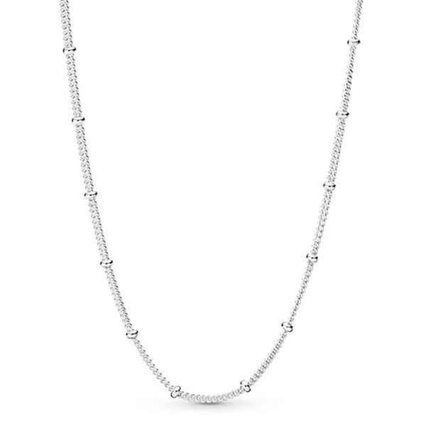 

new 2021 100% 925 sterling silver shine beaded chain necklace fit diy original fshion jewelry gift 1112