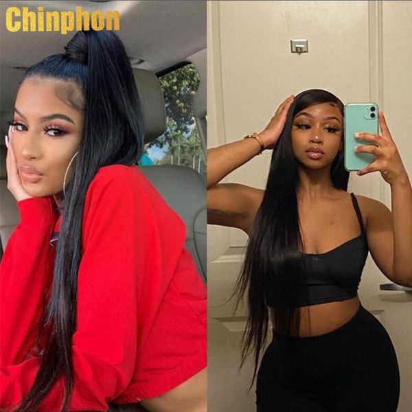 

lace wigs 13x4 front human hair preplucked brazilian straight remy 32 34inch 150% 13x1 t part closure frontal wig for black, Black;brown