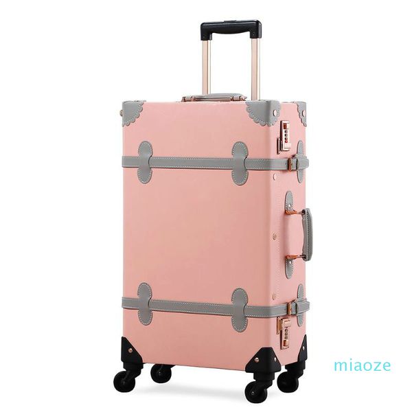 

suitcases women crystal pink vintage pu leather suitcase travel trolley beautiful rolling luggage with spinner wheels metal rod